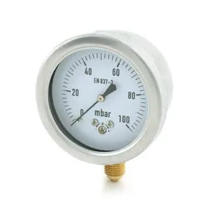 Pressure Gauge - 0 to 100 mbar, 63mm Dial